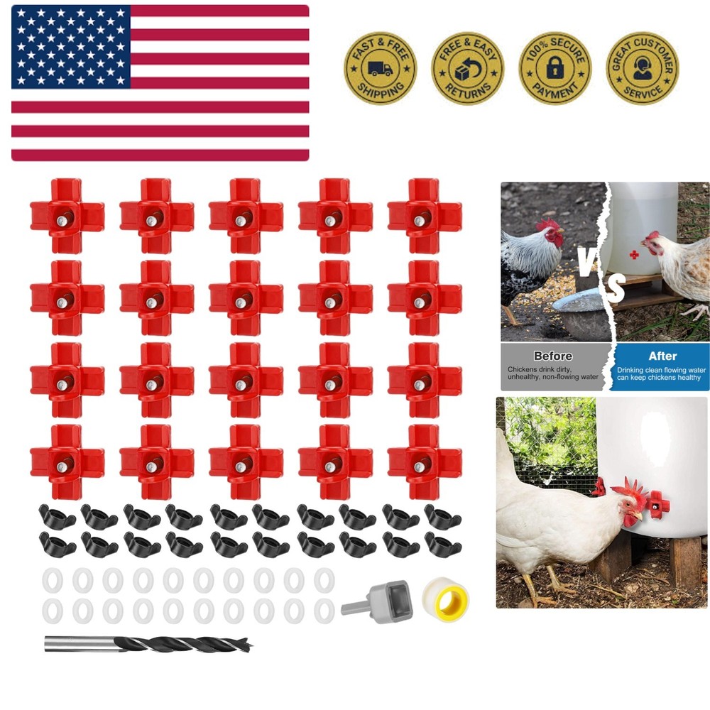20 Pack Horizontal Chicken Nipples Waterer - Easy Install Automatic Chicken W...
