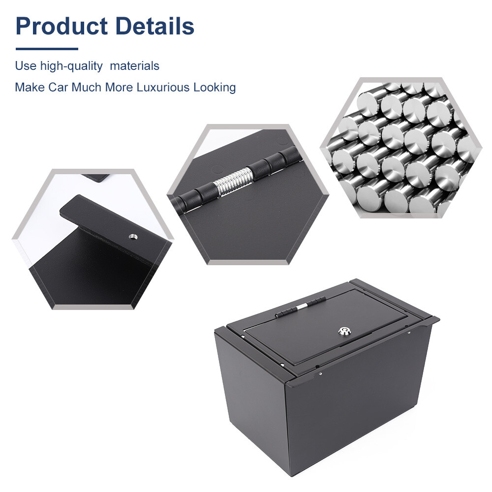 Locking Car Safe Box Armrest Console Insert Case W/Key For Chevy Silverado 2014+