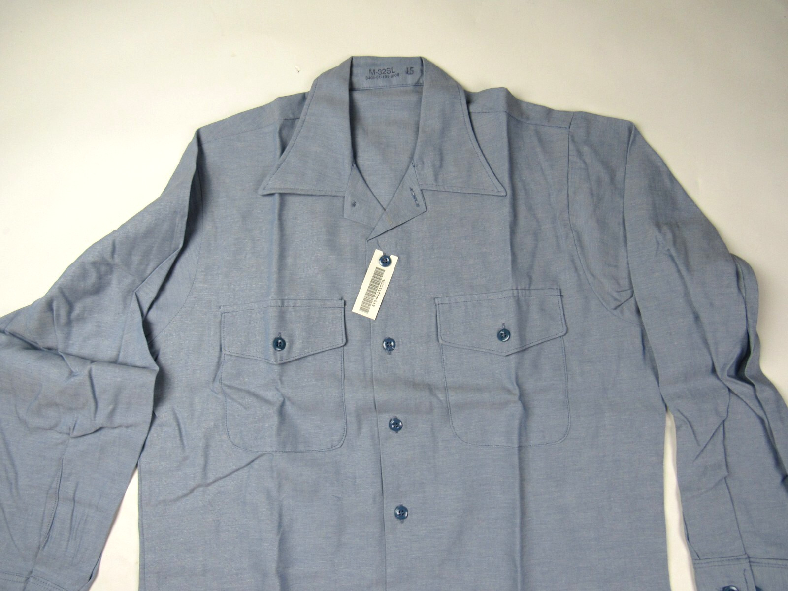 USN Chambray Work Shirt Vintage NOS Blue Utility Shirt Size M