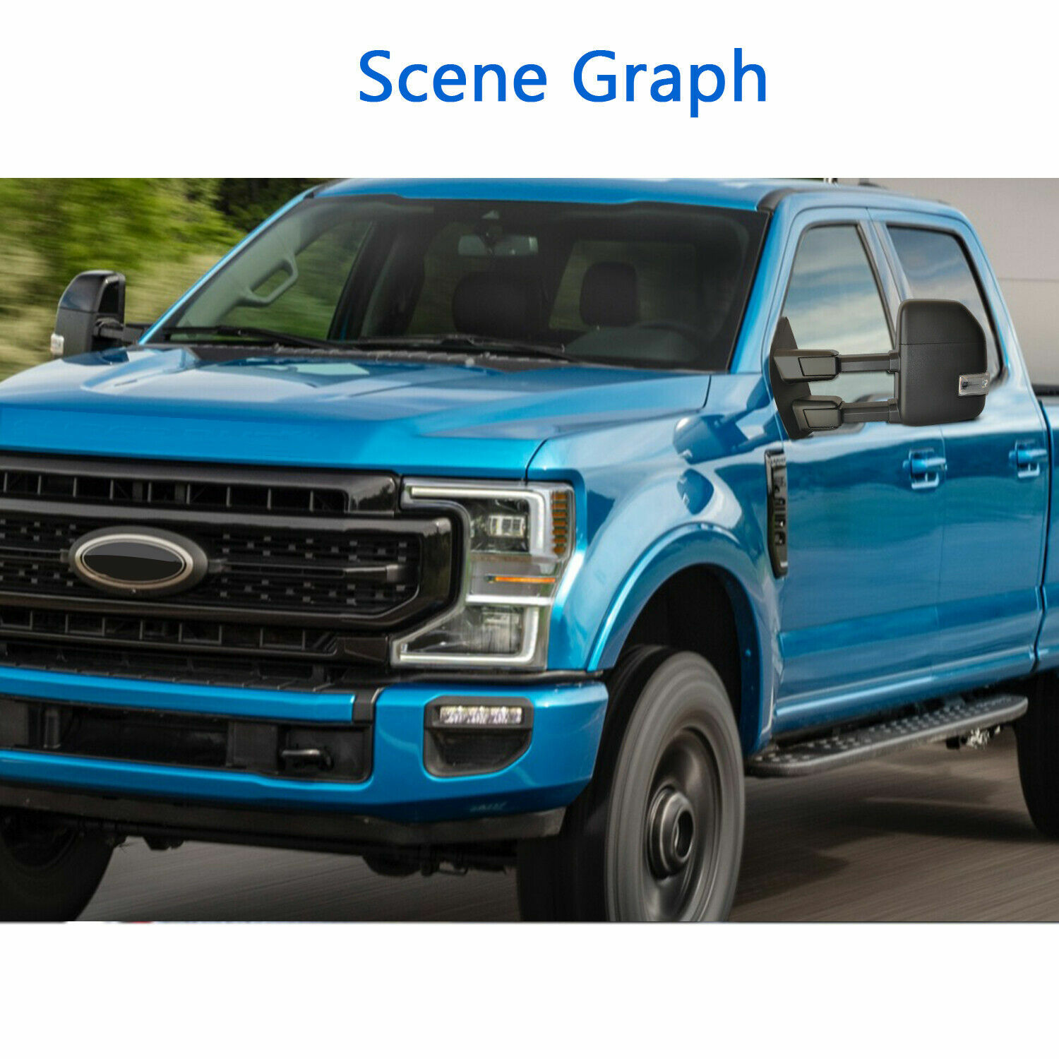 Pair Towing Mirrors For 2017-2020 Ford F-250 F350 Super Duty Power Heated Chrome