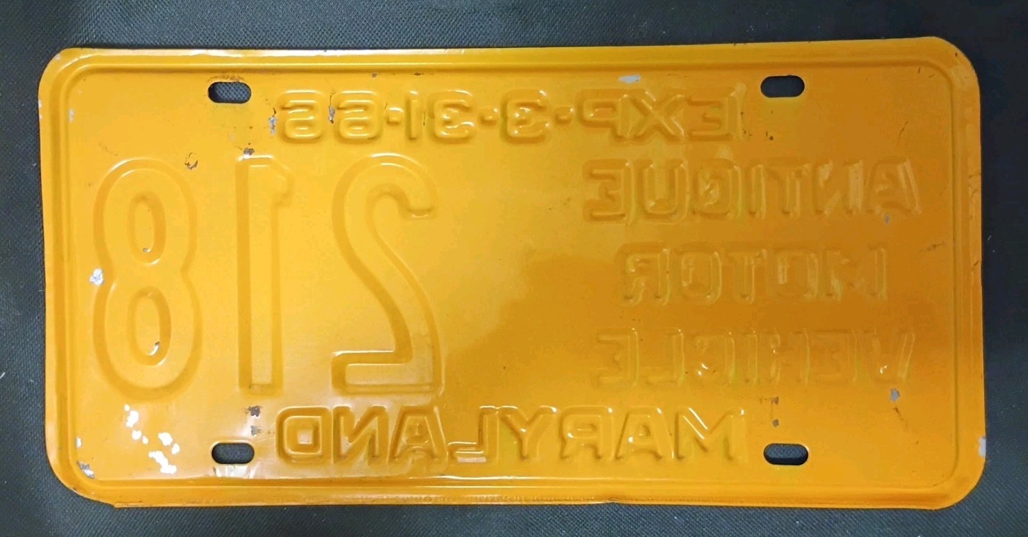 Vintage Maryland Antique Motor Vehicle License Plate with 3/31/66 Lic.Plate.
