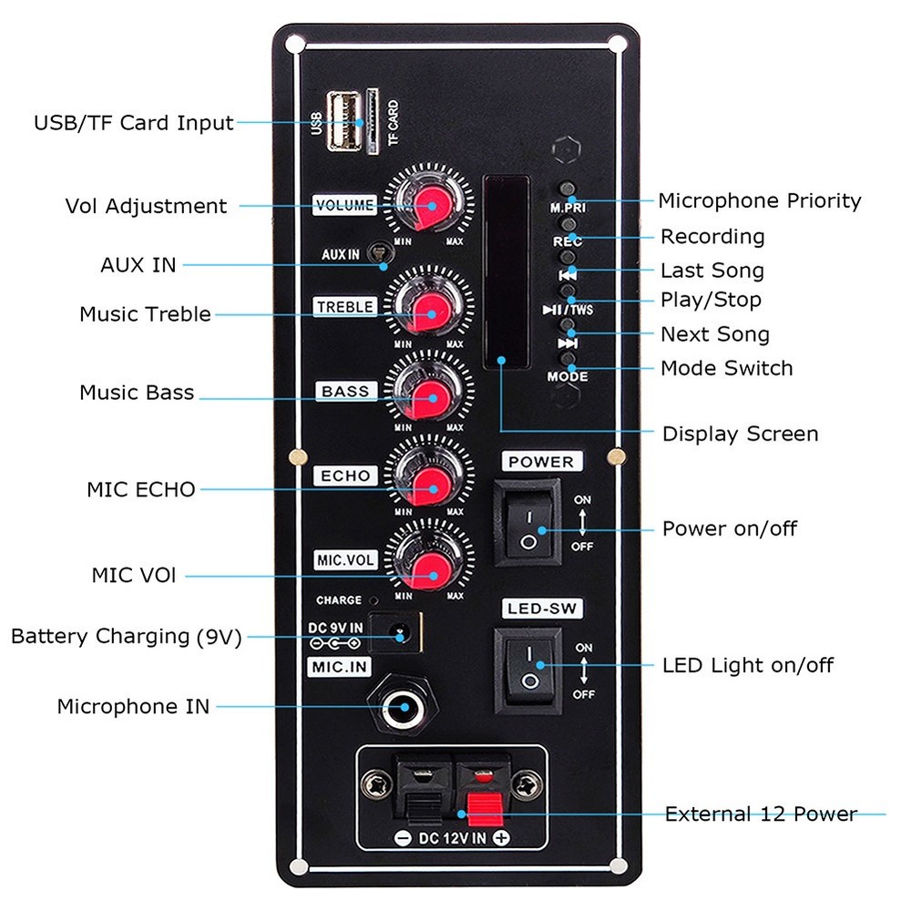 7.4V Amplifier Board Square Dance 2X10W Speaker Amplifier Support Bluetooth9231