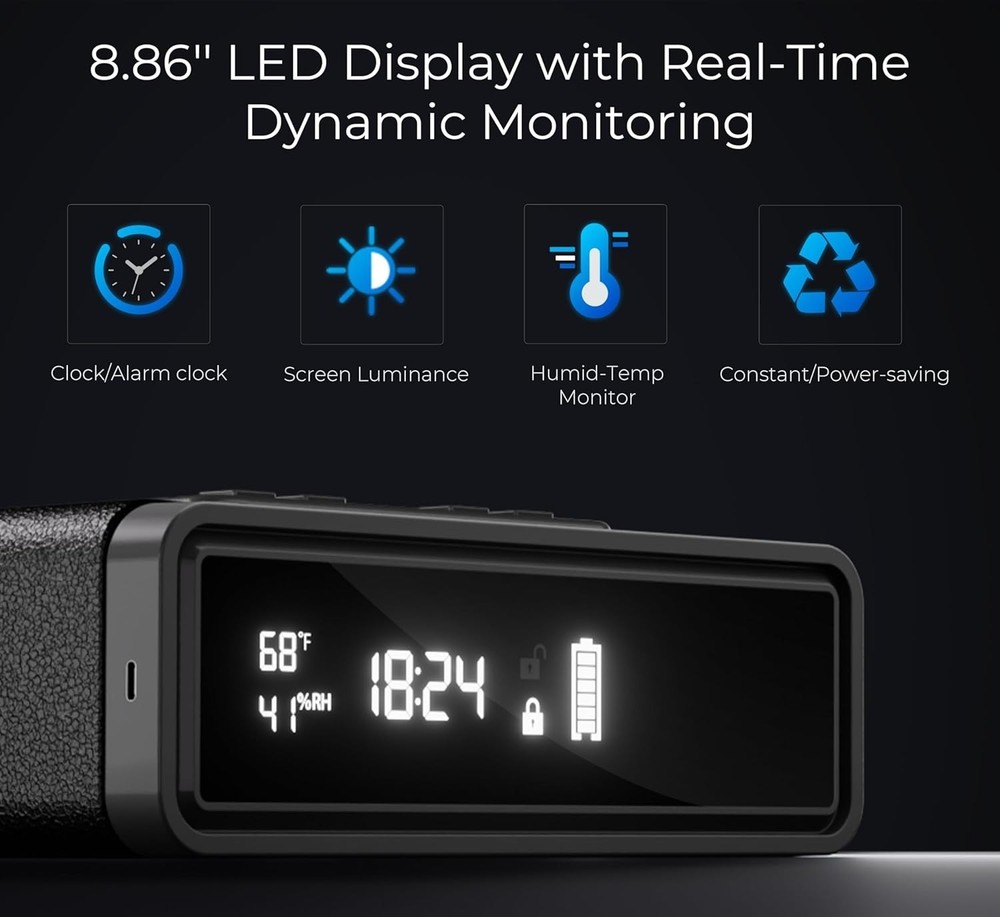 Biometric Safe with Wireless Charging, 3 Access Methods to Unlock, Nightstand Dr