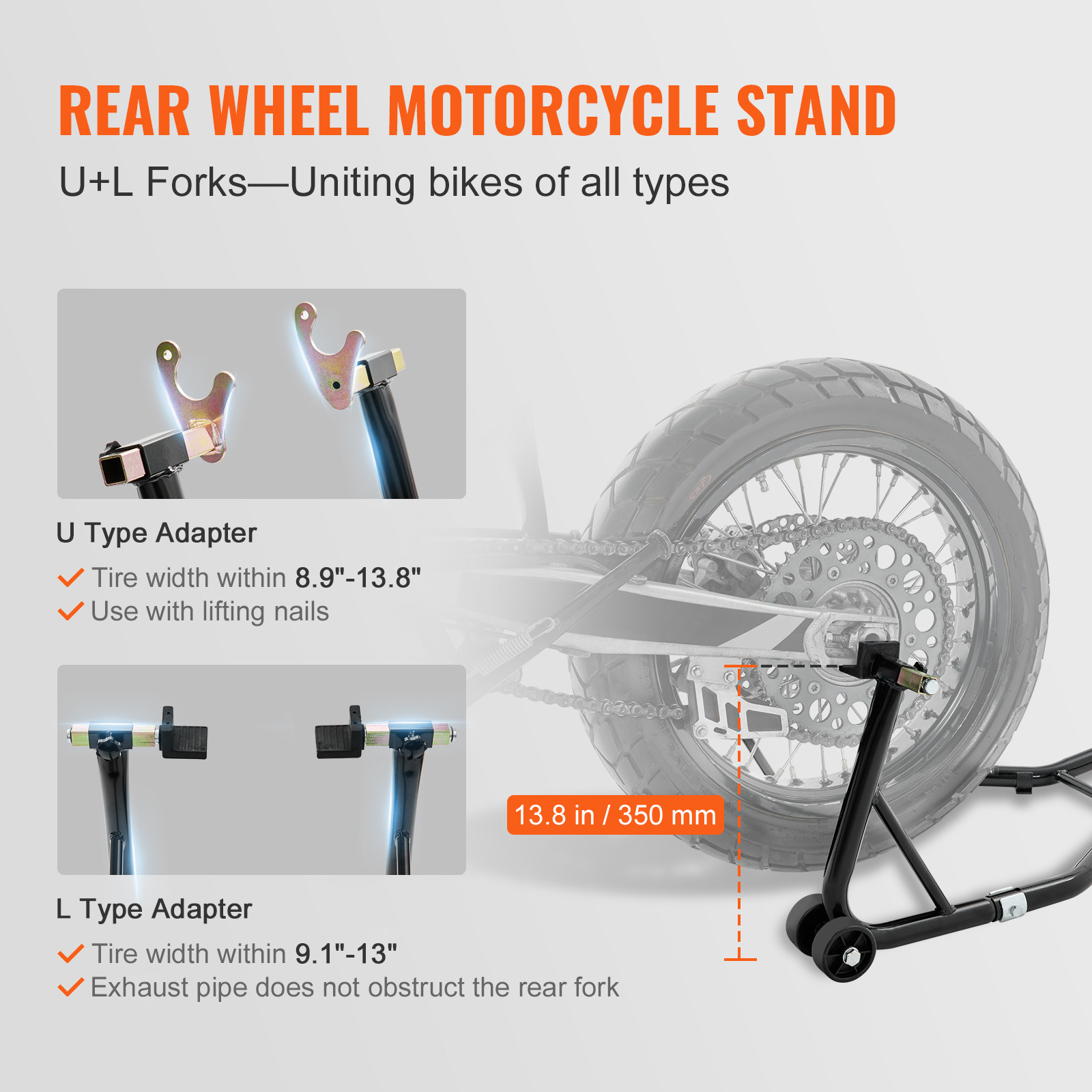Motorcycle Front & Rear Stand Lift 850lbs Spoolift Paddock Swingarm Bike Support