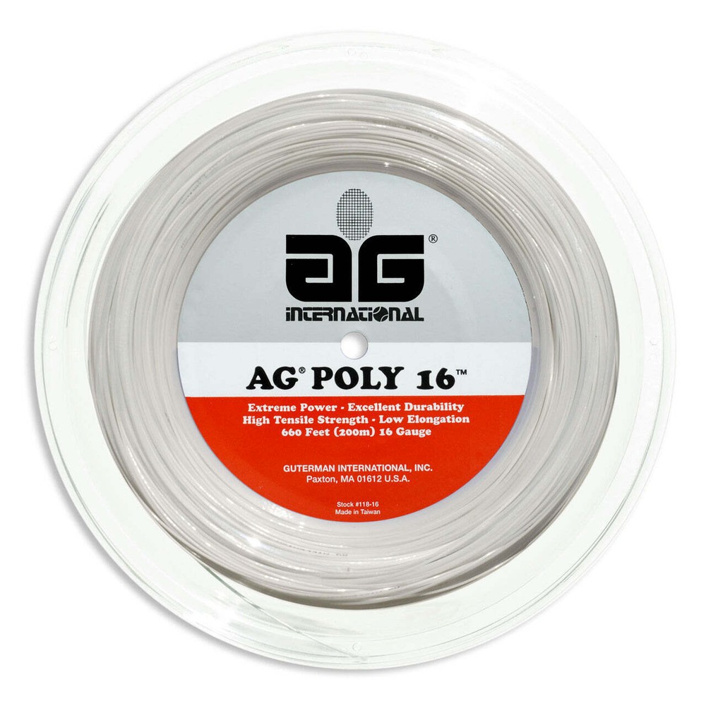 AG Poly 16 Polyester Tennis String Reel-White