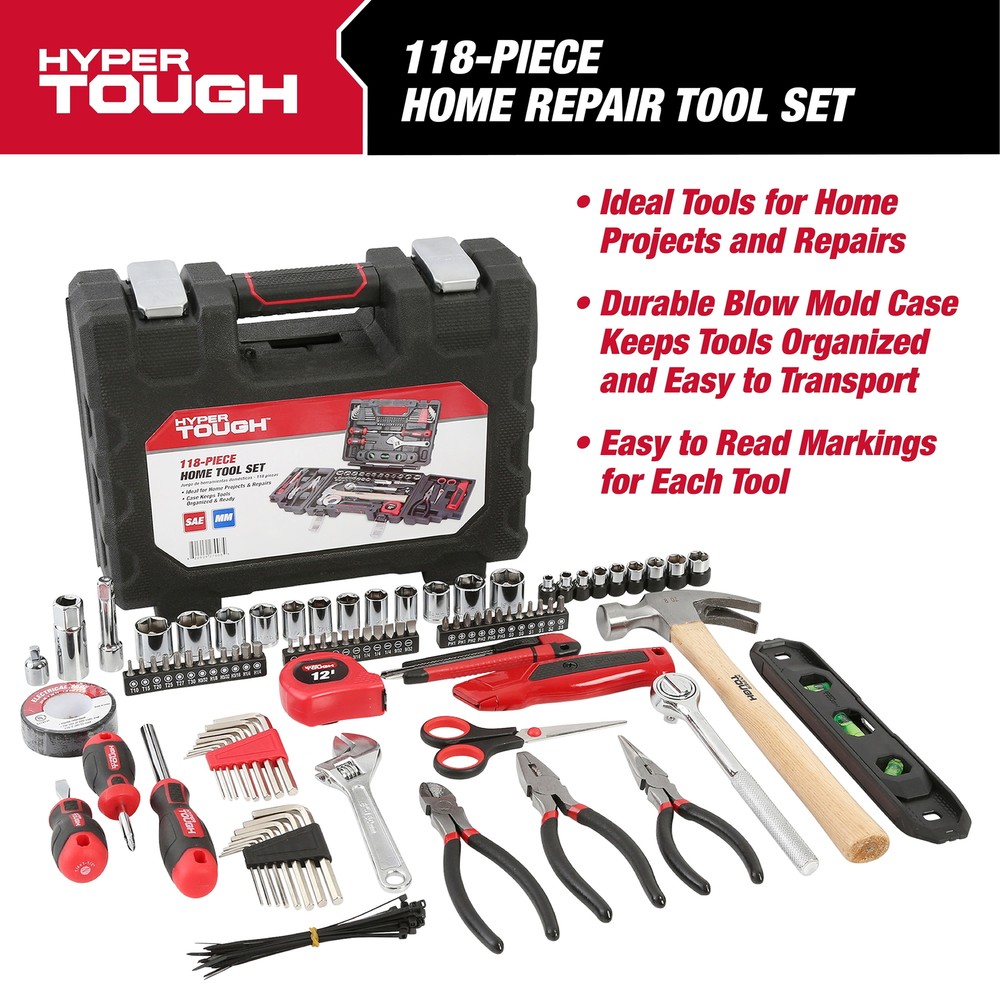 118-Piece Tool Set for Home Repairs