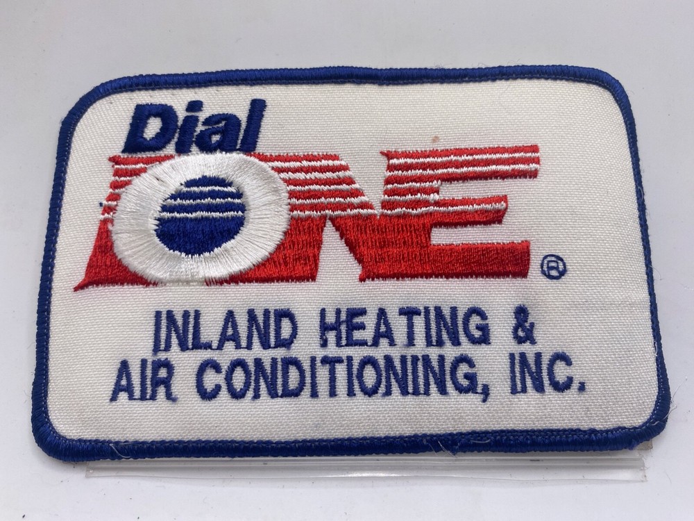 DIAL ONE INLAND HEATING & AIR  USED EMBROIDERED  SEW ON NAME PATCH TAG
