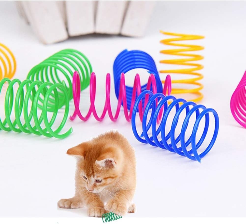 Cat Spring Toy 8 or 60 Pack Cat Kittens Toys Plastic Coil Spiral Springs for Swa