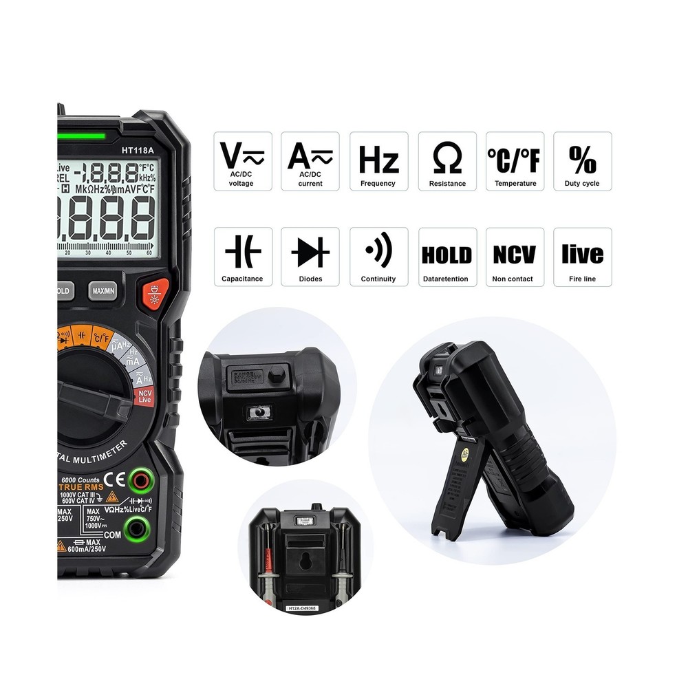 KAIWEETS Digital Multimeter TRMS 6000 Counts Voltmeter Auto-Ranging Fast Accu...