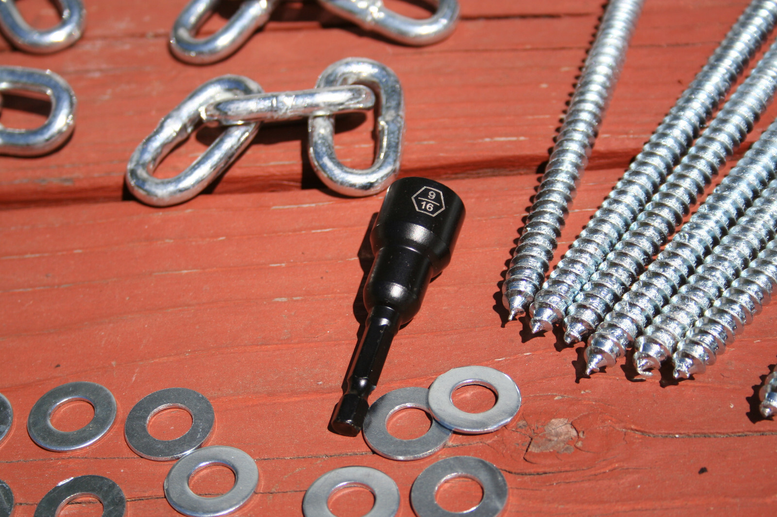 12 pc Lag Screws 3/8 x 14 Tent Stakes Festival Kit With Chain Links Burningman