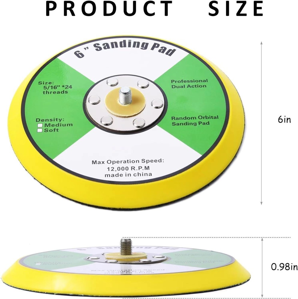 6" PSA DA Sander Backing Plate Pad, Flexible, Dual-Action Random Orbital Sanding