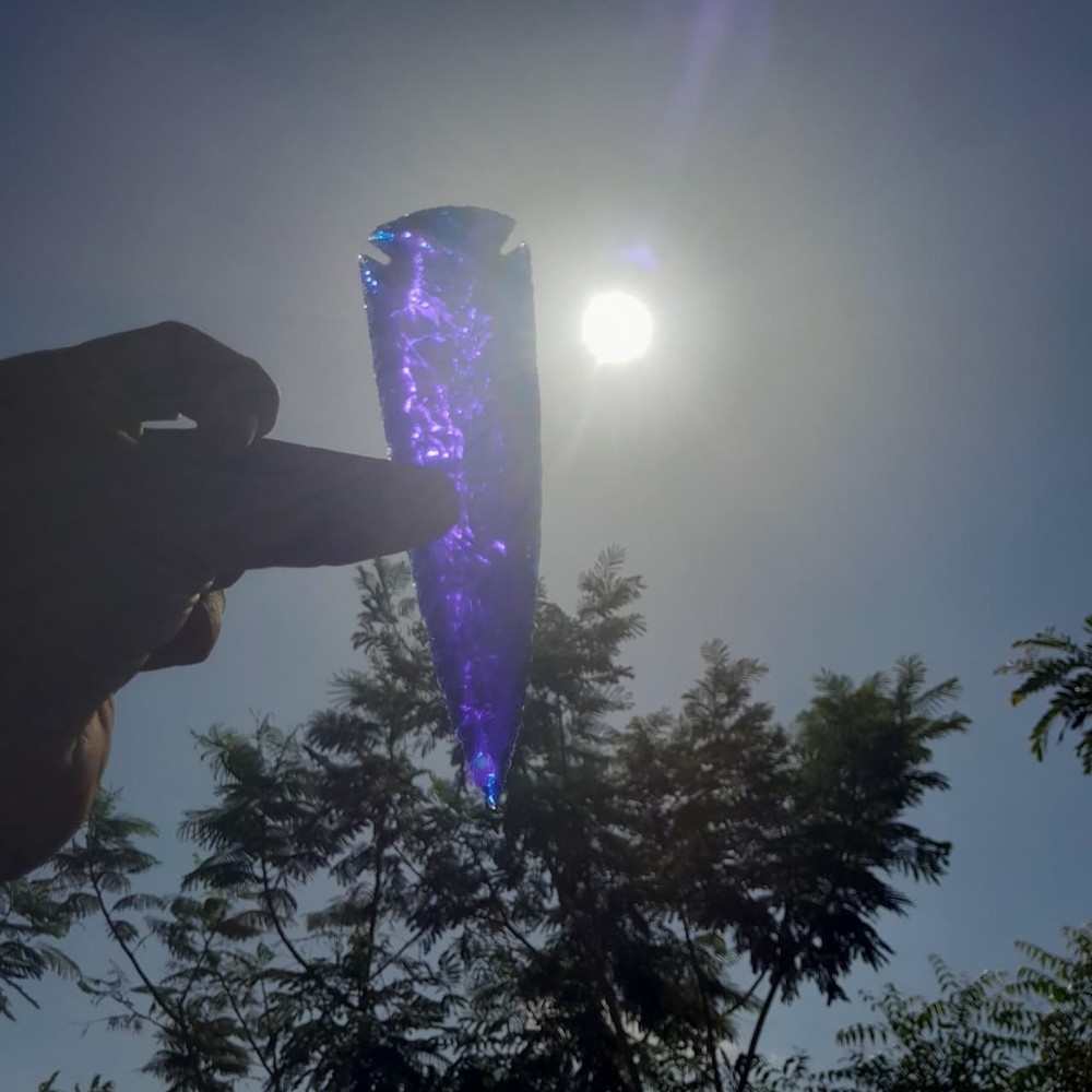 Boho Blue Crystal Arrowhead – Unique Handmade Wall Hanging Decor,