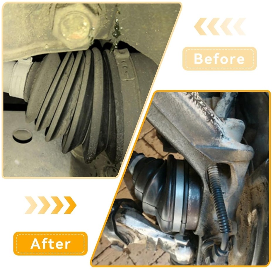 2‌X Car Drive Shaft CV Axle Joint Boot Dust Cover Kit Universal Rubber w/Clamp‌s