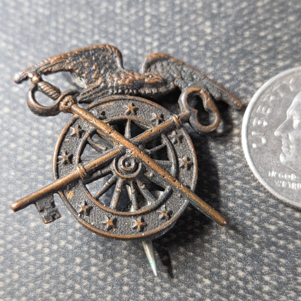 WWI US Army Quartermaster Pins Key Sabre Eagle Reversed