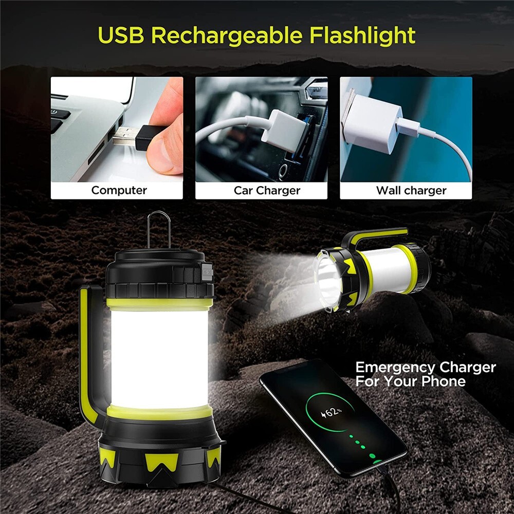 LED Camping Lantern USB Rechargeable Camping Tent Light Lamp Flashlight Portable