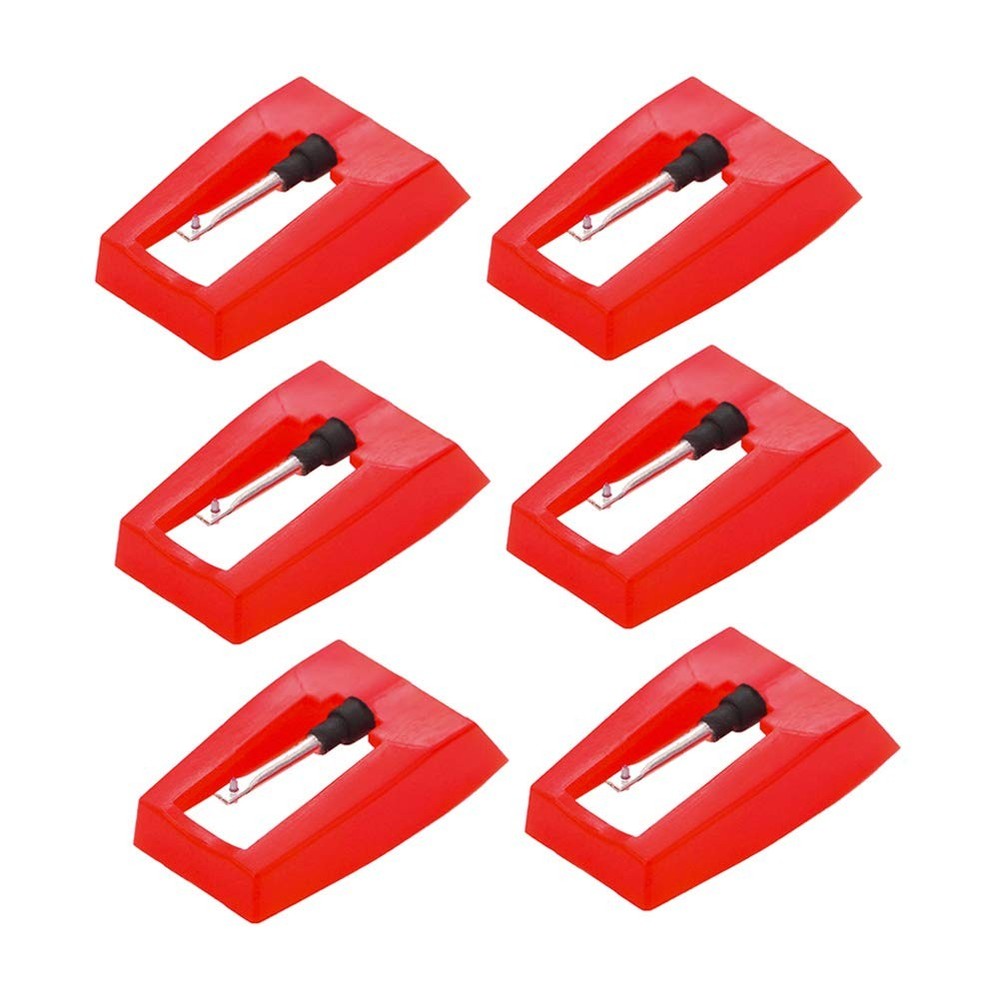 6 Pack Record Player Needle, Diamond Replacement Stylus Needle for 6, Red