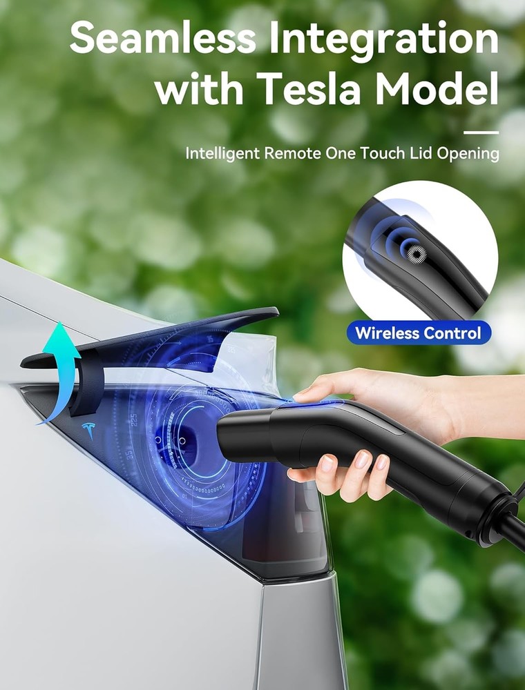 16A Level 1/2 Charger for Tesla [Adjustable Current, Delay Charge & Smart Displa