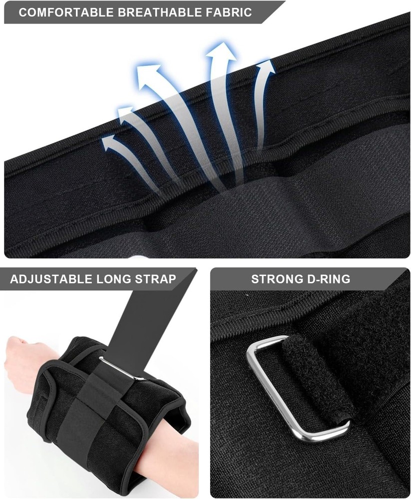 Adjustable Ankle Weights 12 LBS Pair - Customizable Resistance for Any Workout