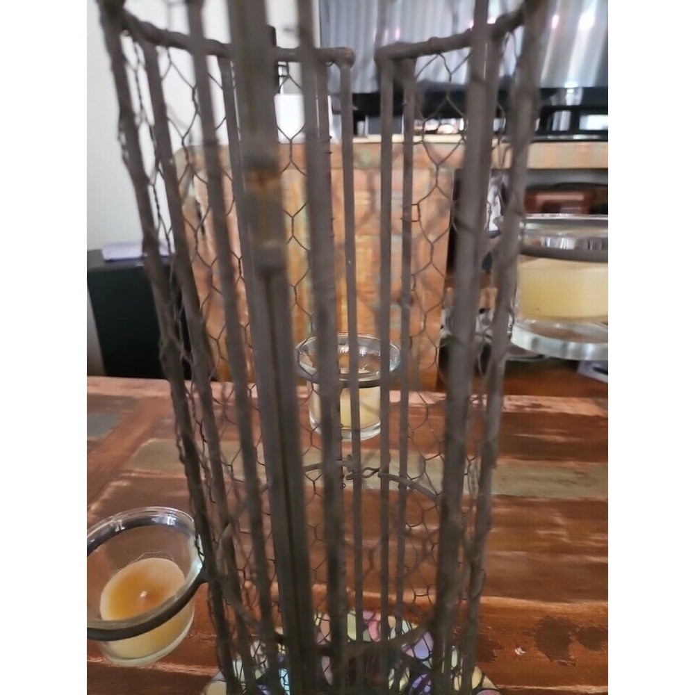 Rustic Metal Tower Includes Mosaic Plate Tea Lights Or Your Own Creativity!