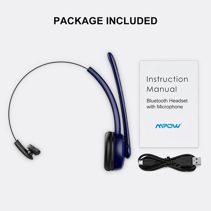 Mpow Pro Trucker Bluetooth Headset Wireless Headphones Over Head Earpiece Driver