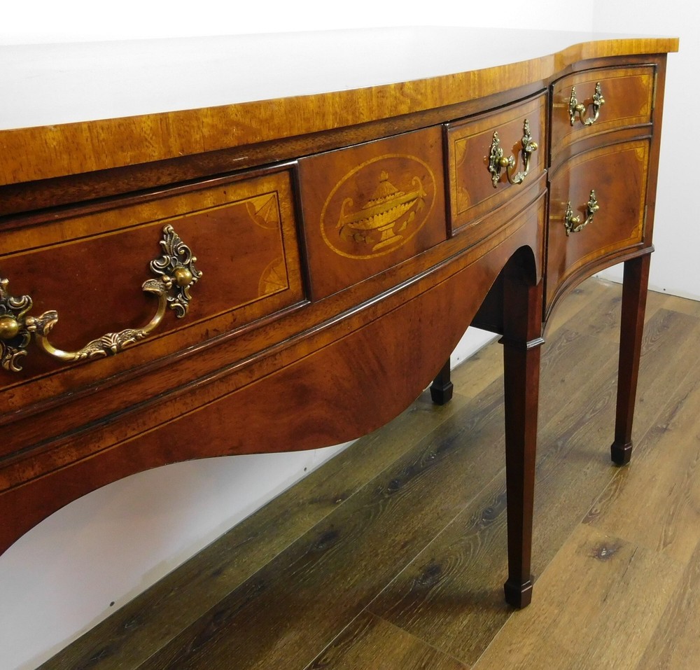 72" Lloyd Buxton Mahogany Serpentine Front Sideboard/Buffet Cabinet