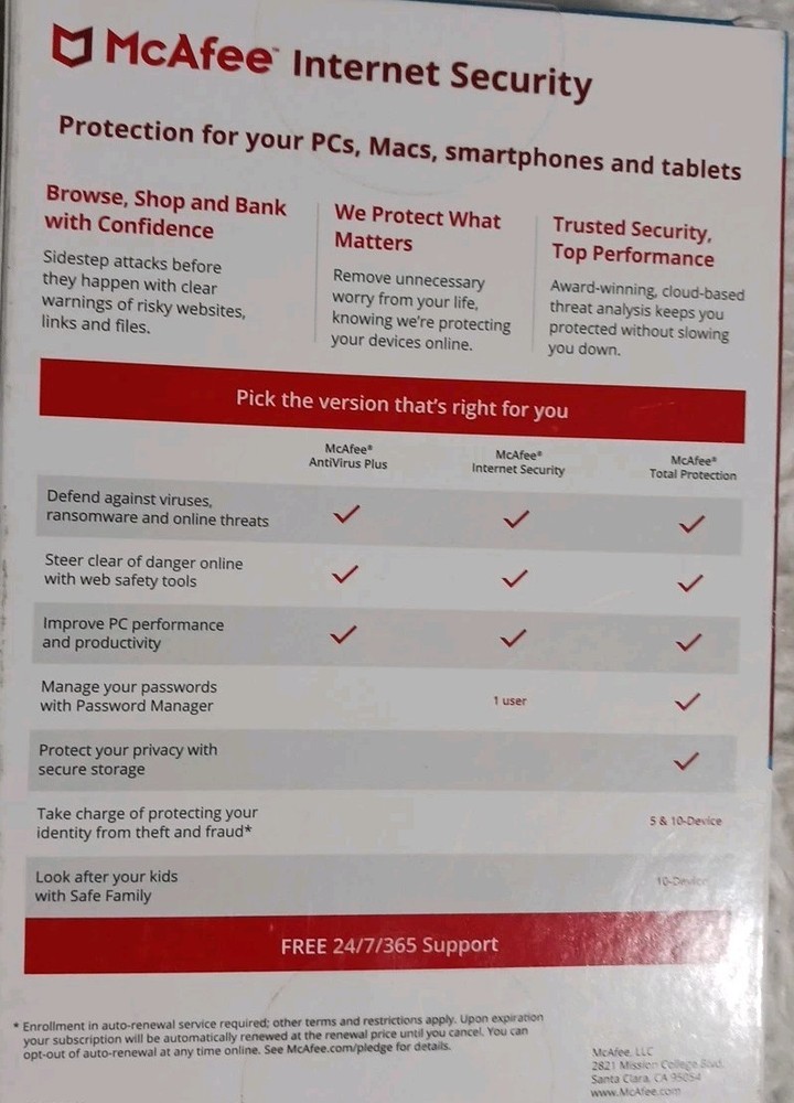 Factory-Sealed US Retail Box McAfee Internet Security 3 Devices