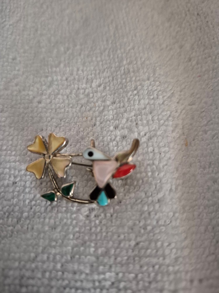 Zuni Hummingbird Pin and signed