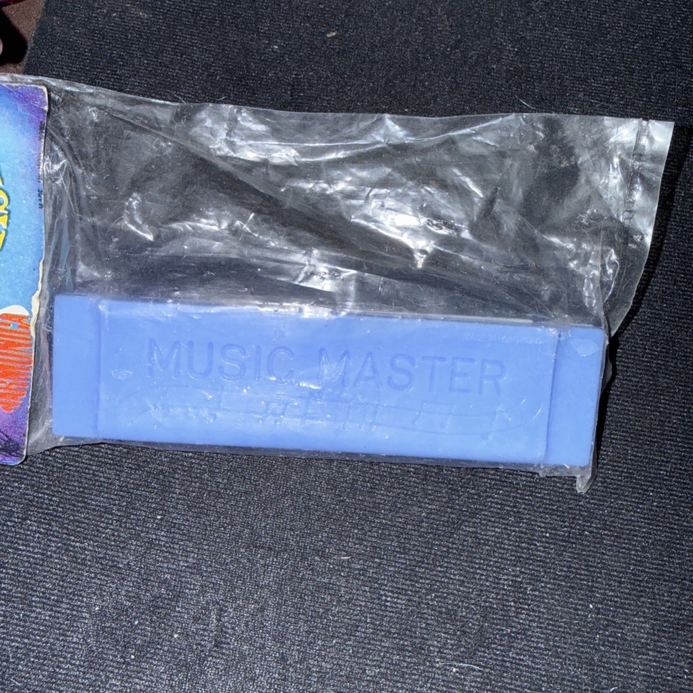 VINTAGE PLASTIC TOY HARMONICA - Blue- MADE BY MUSIC MASTER