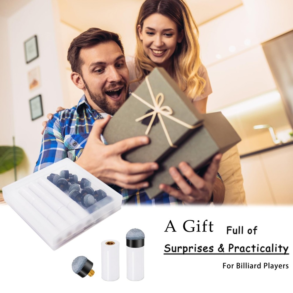 12 Sets 12mm Pool Cue Tips Replacement Kit, Includes Blue Screw On Pool Cue S...