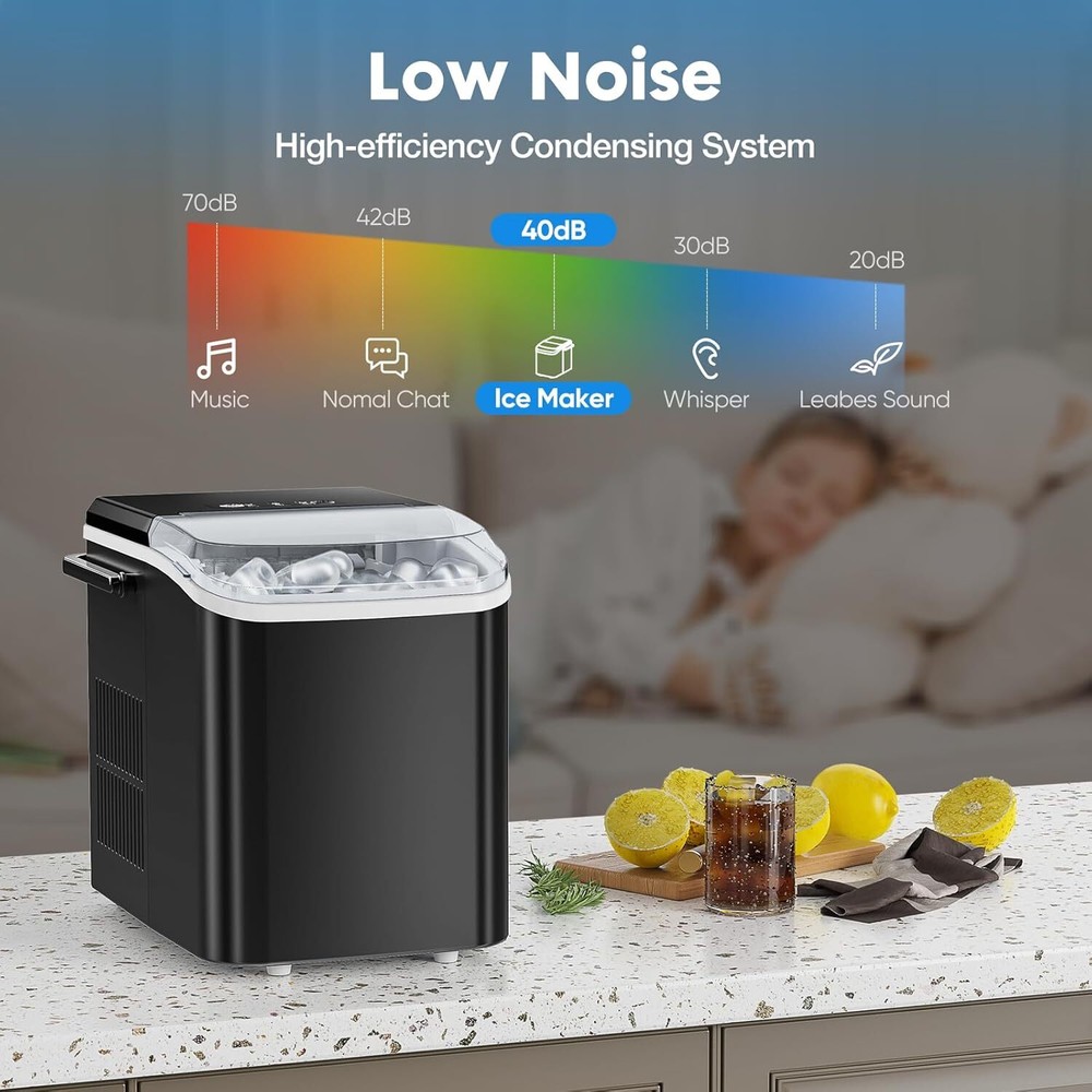 Portable Ice Makers Countertop w/ Self-cleaning Function Ready 9 Cubes in 6 Mins