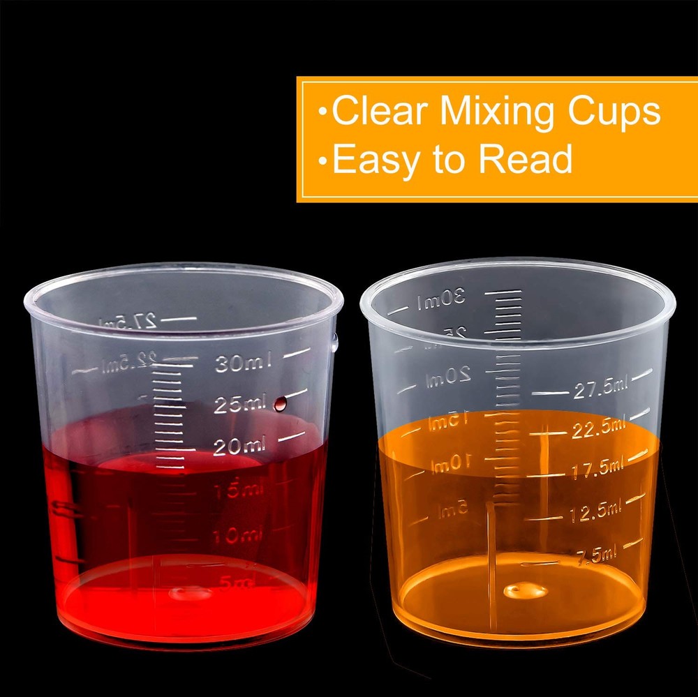 Coopay Plastic Graduated Cups Tools - 100 Pack 30ml/1oz Transparent Scale Mea...
