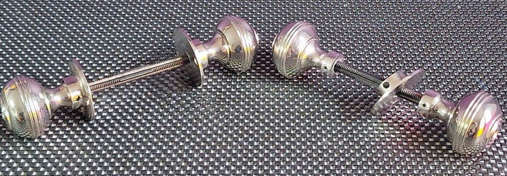 2 x Solid 1940's Art Deco Style Reproduction Chromed Brass Door Knobs 0.9kg