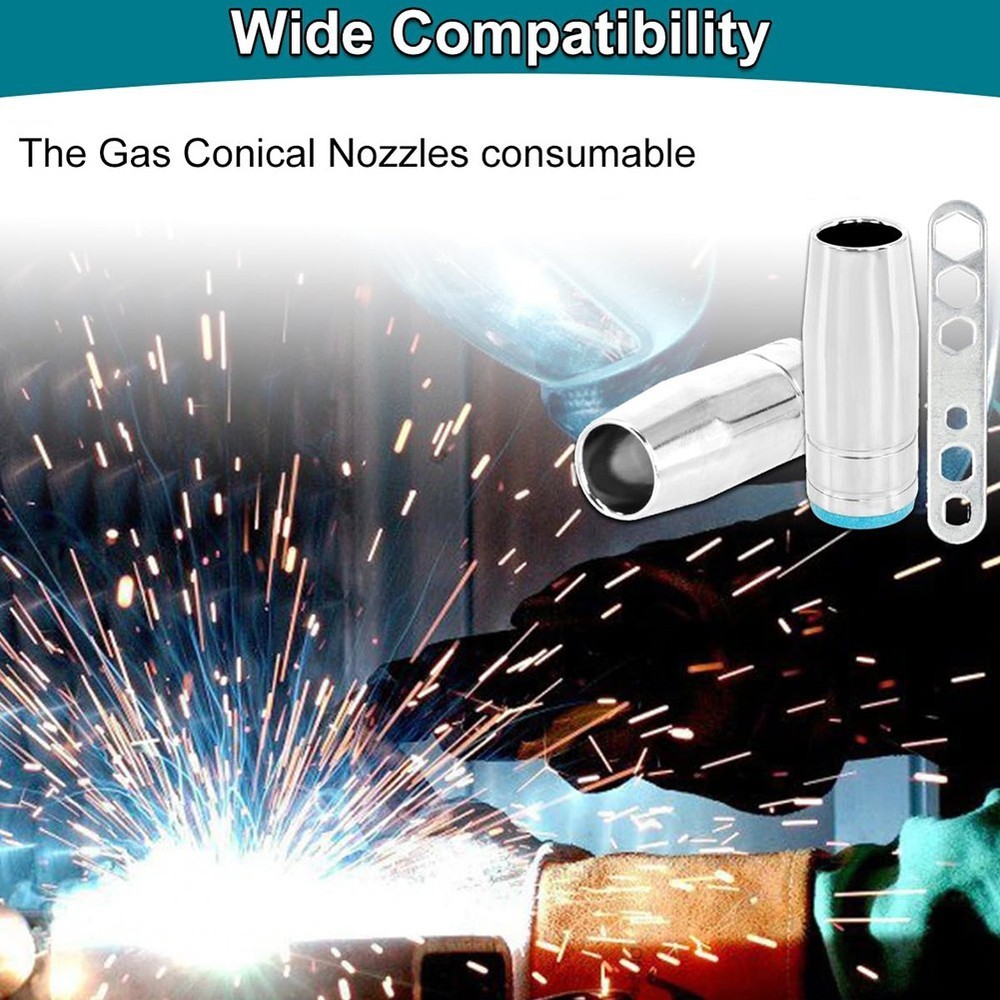 Complete Consumable Set For MIG Welding Includes 8 Gas Nozzles And Spanner