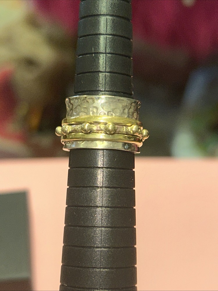 925 Sterling Silver Two toned Spinner Ring