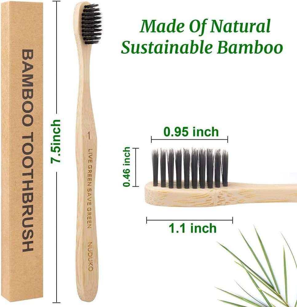 Bamboo Toothbrushes Soft Bristles, Biodegradable Eco-Friendly Toothbrush