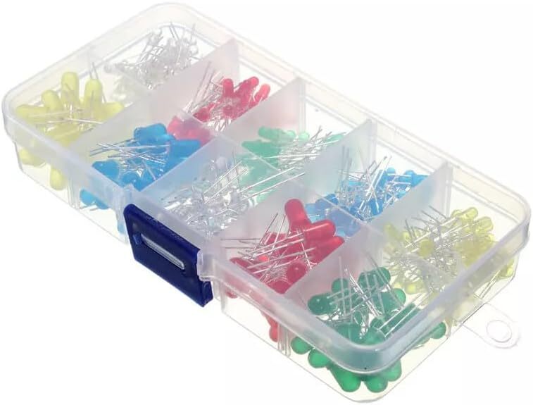 300Pcs 5mm 3mm LED Light Kit Yellow White Blue Red Green Assortment with Case