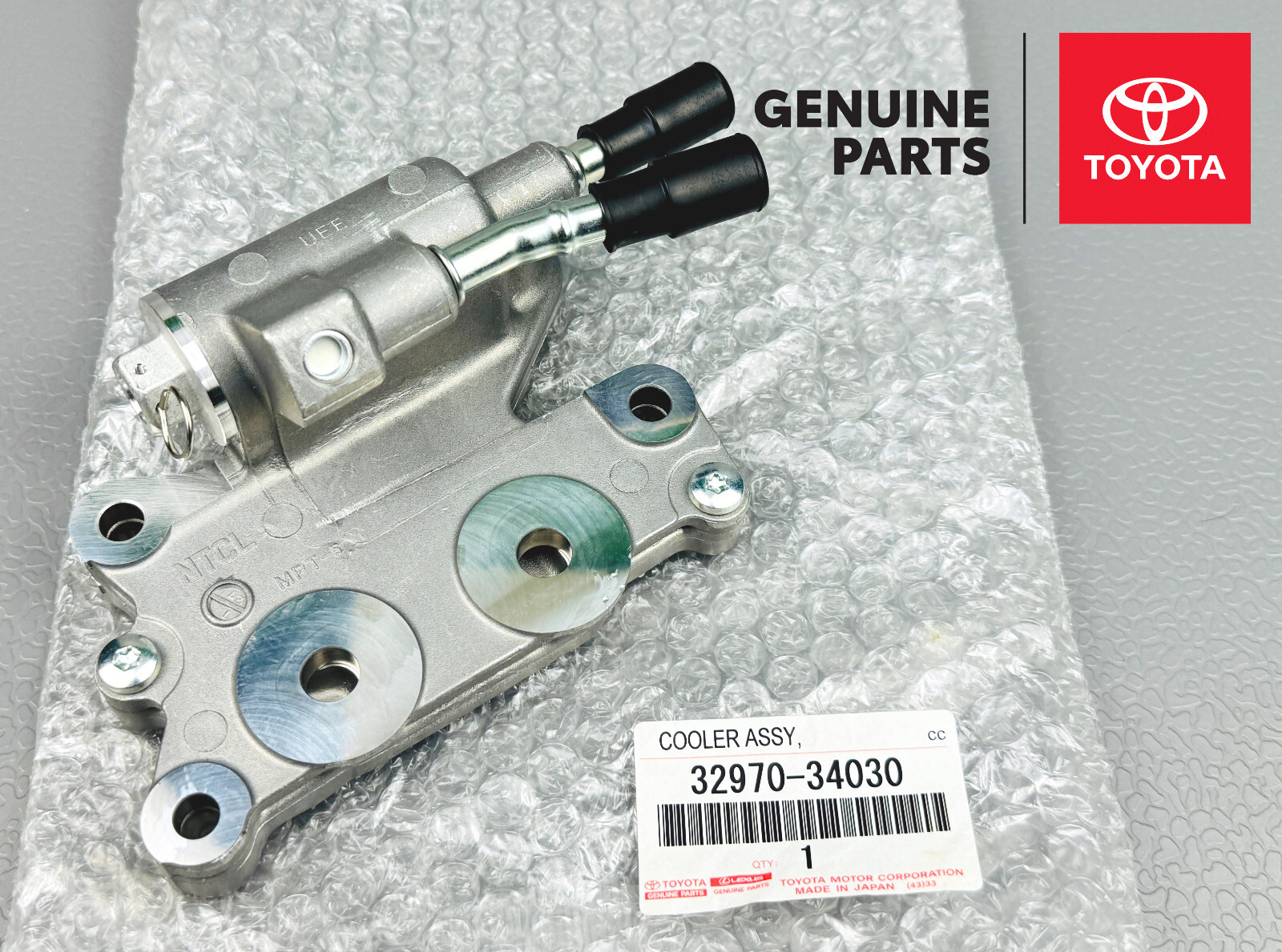 32970-34030 GENUINE TOYOTA COOLER ASSY, TRANSMISSION OIL W/THERMOSTAT 3297034030