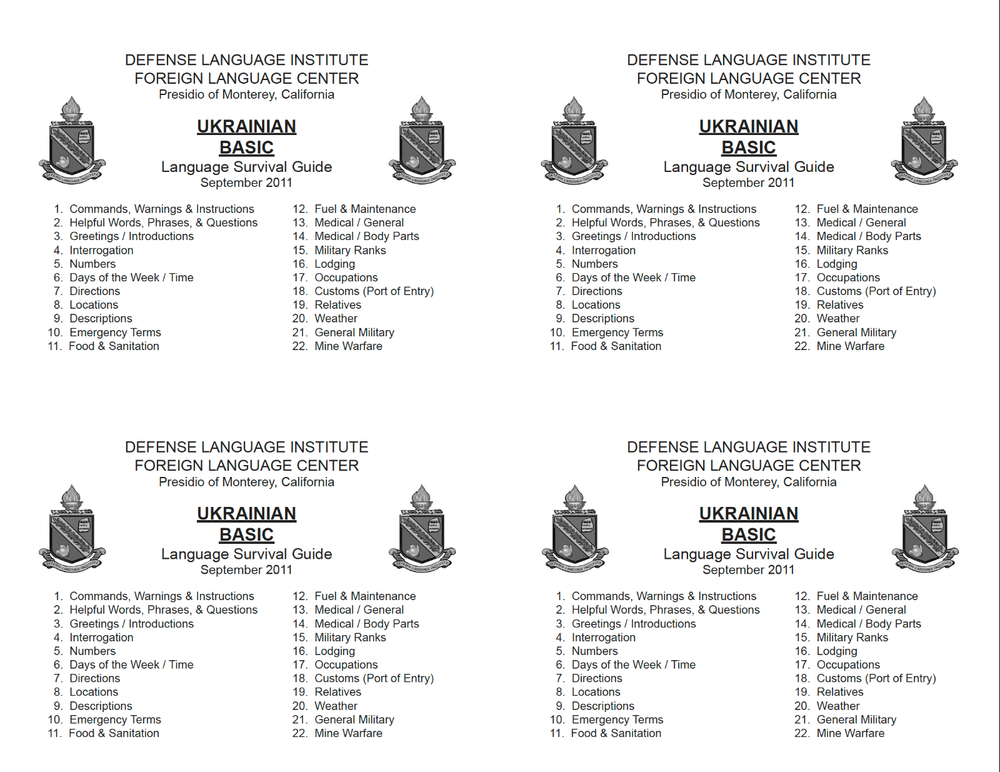 Defense Language Institute DLI UKRAINIAN BASIC Text + 669 MP3 Audio on Data CD