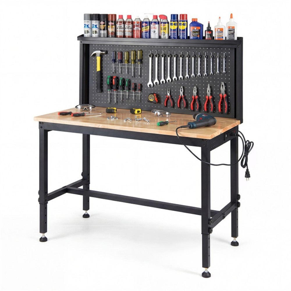 48" Heavy Duty Workbench 2000LBS Capacity 7-Level Height Adjustable Power Strip