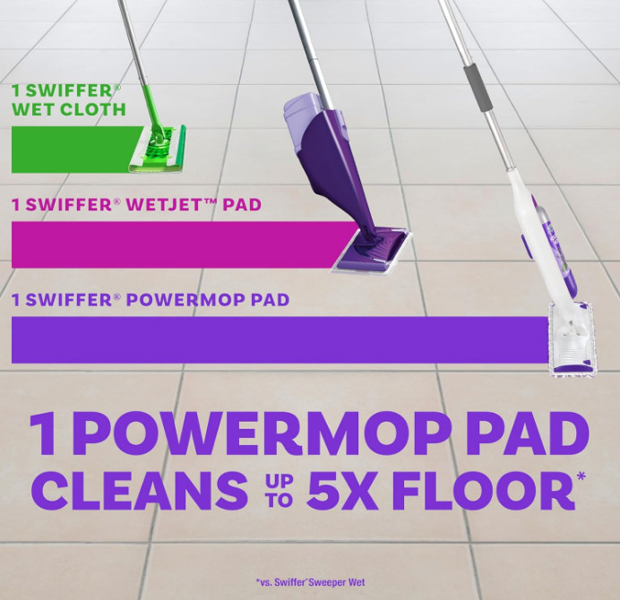 Swiffer PowerMop Kit – Includes Mop, 2 Pads, Cleaning Solution & Batteries