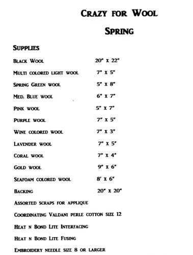 Crazy for Wool Spring PATTERN by Sew Cherished ~ (any fabric can be used)