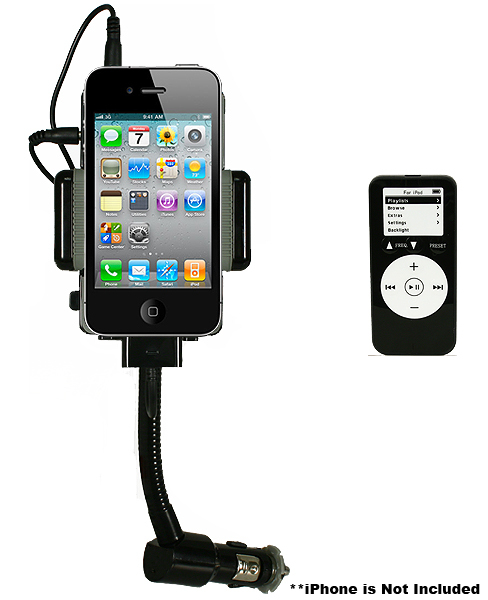 All in One Handsfree MP3 FM Transmitter Car Charger 3.5mm Cable BLK Adjustable