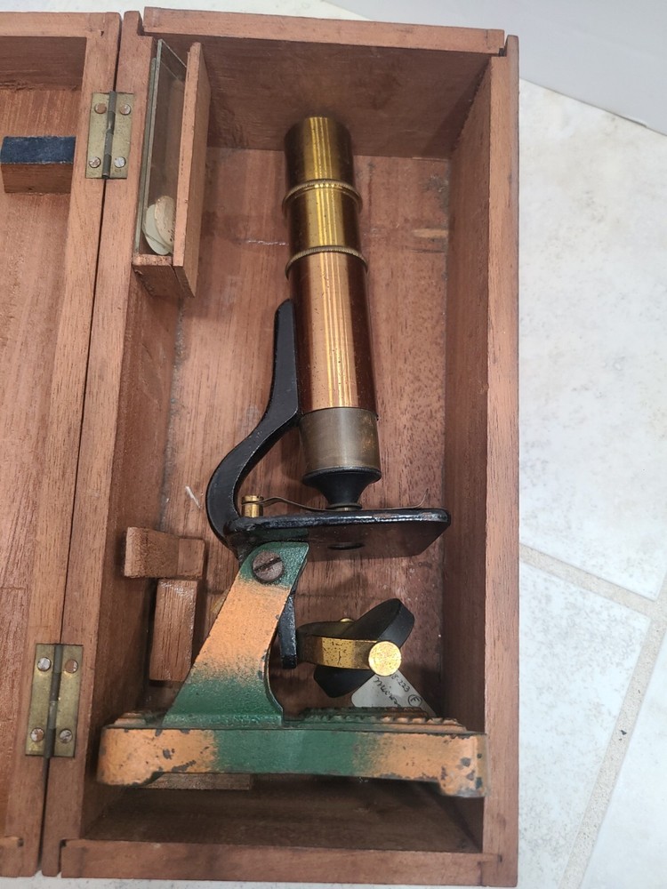Vintage Brass Microscope Improved Household