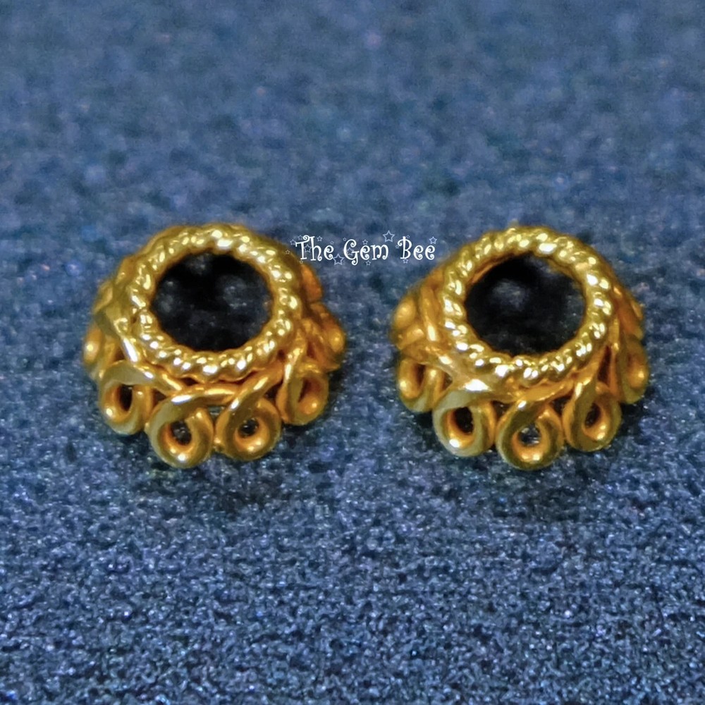 4.5mm 18k Solid Yellow Gold Petite Bead Cap Finding (2) or (10)
