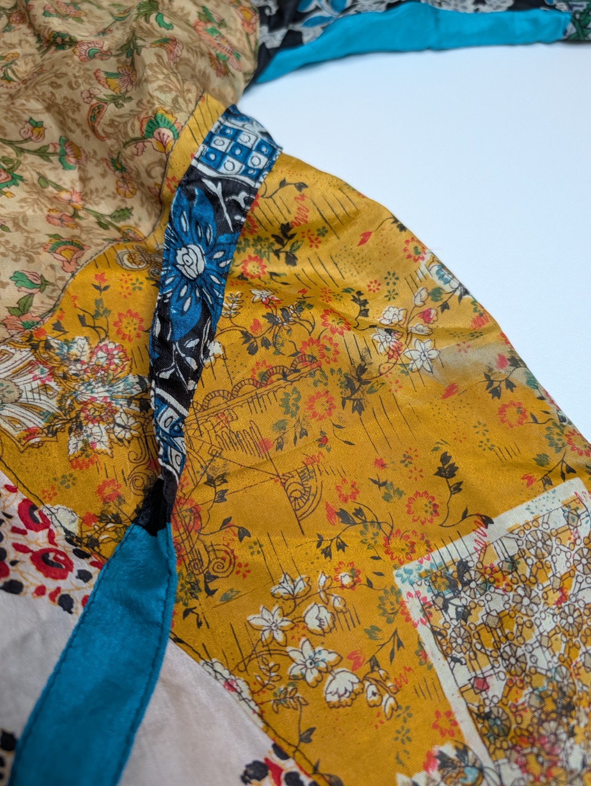 NWT Sacred Threads Vintage 100% Silk Patchwork Long Kimono M