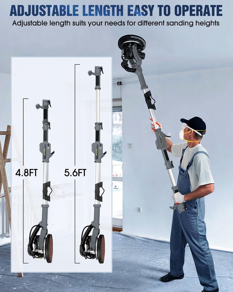 Drywall Sander Electric Vacuum Dust Collector Variable Speed LED Light