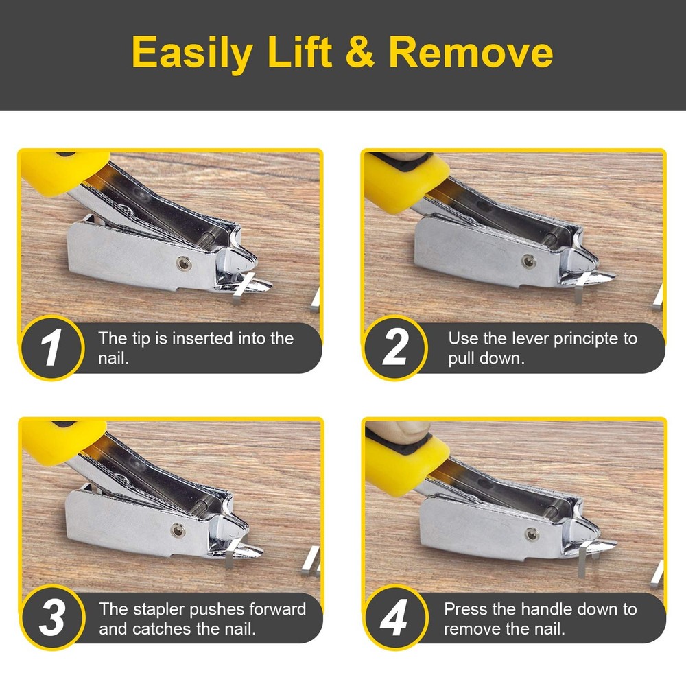 Staple Remover, Puller Tool with Ergonomic Handle, Upholstery Yellow