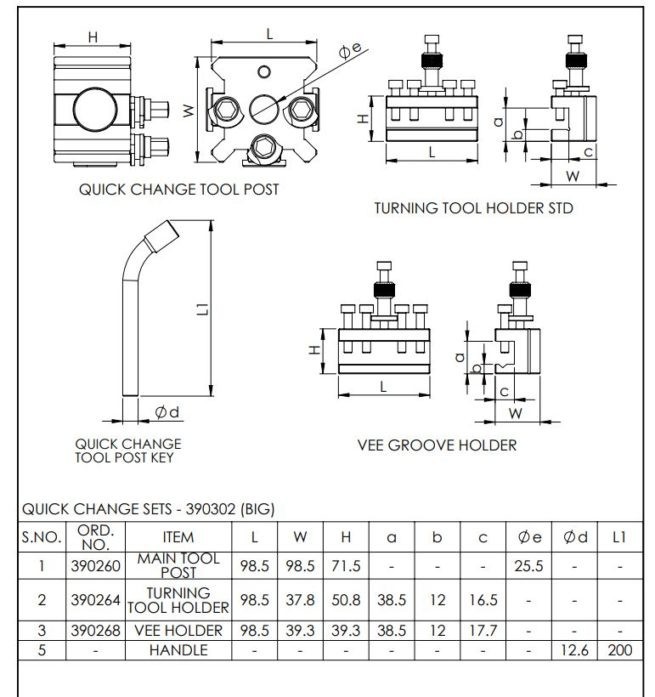 T2 Quick Change Tool Post Boring Holder for Colchester, Harrison Lathes