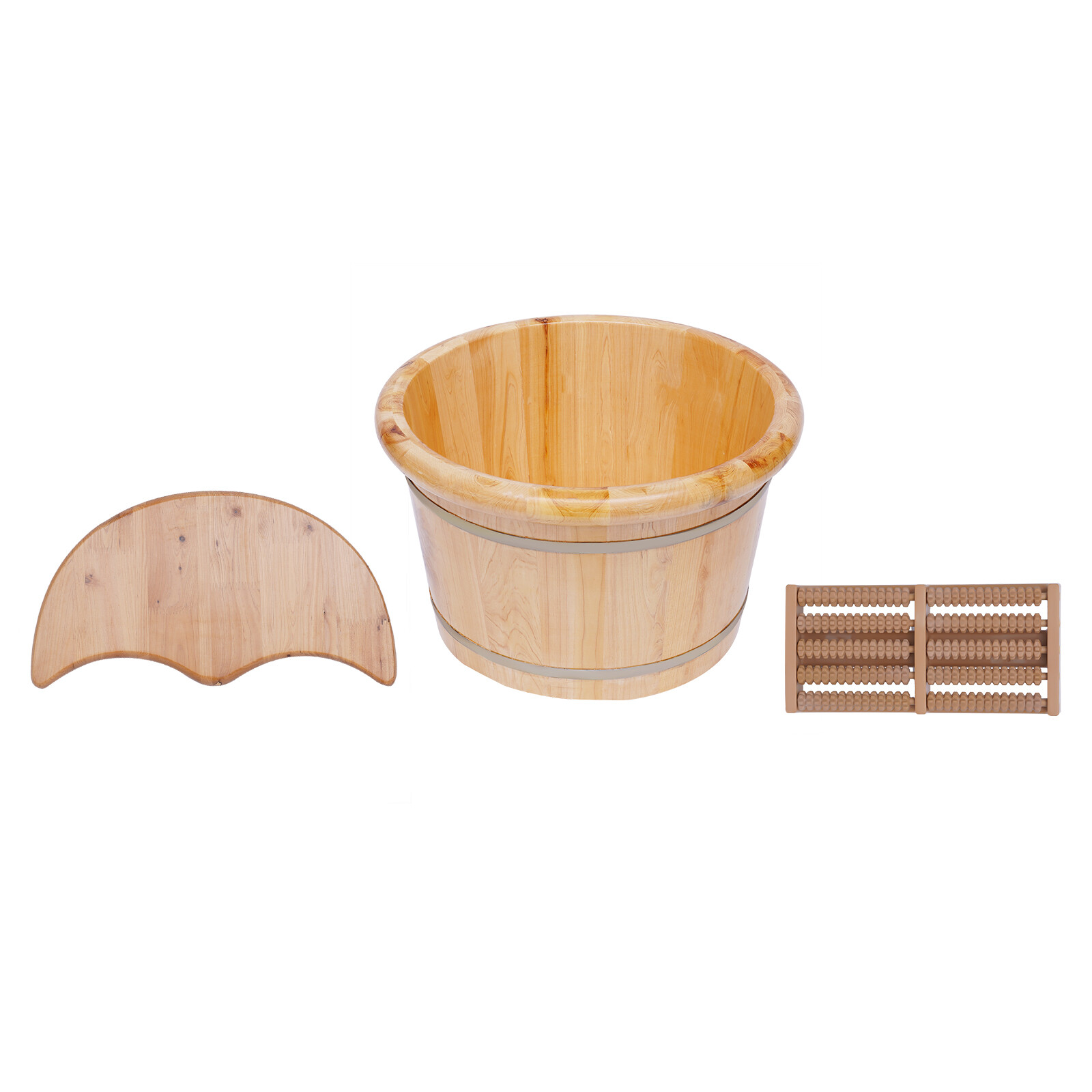 Cedar Wood Foot Basin +Massager Wooden Bucket Foot Bath Massage Plus Cover Plate