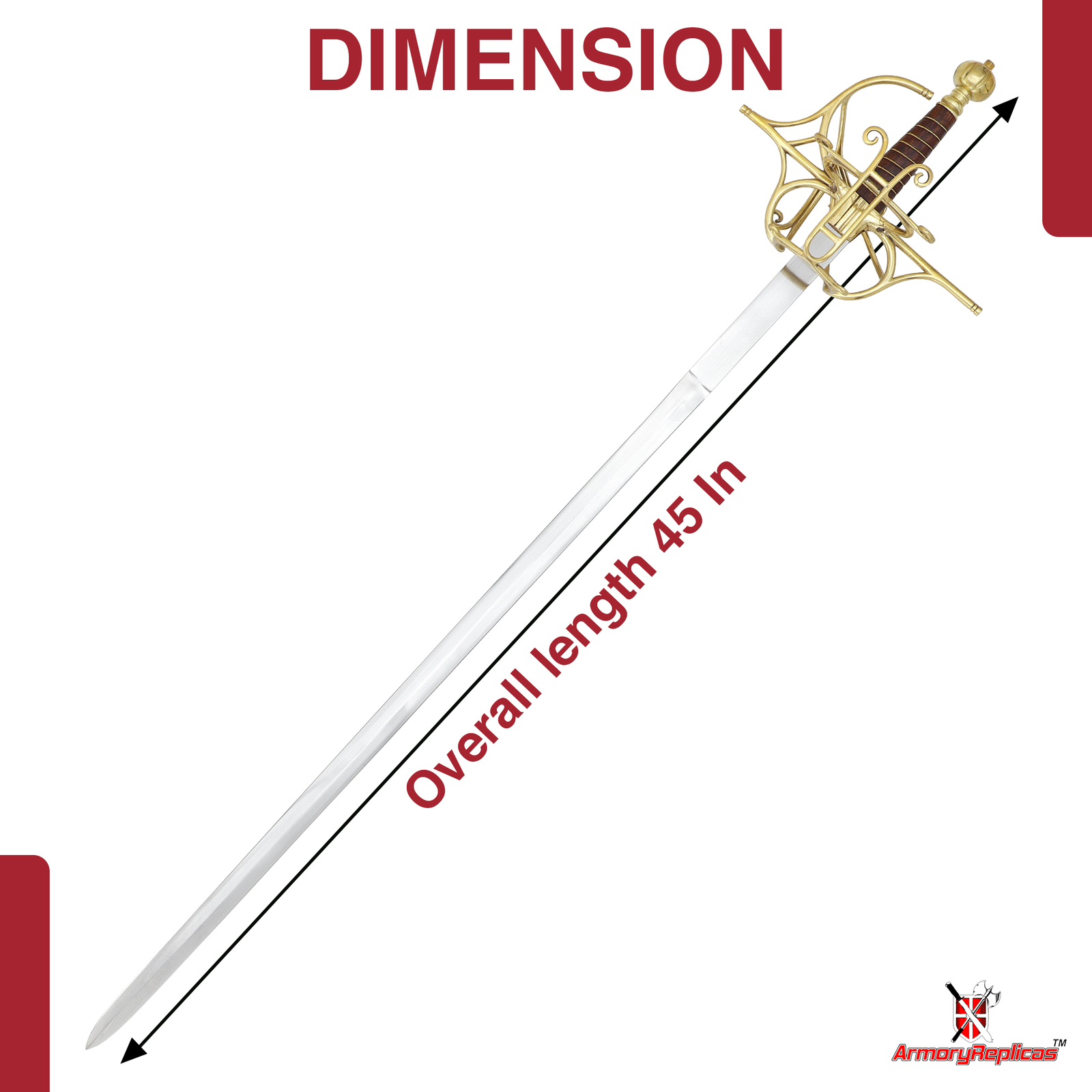 Marvelous Rapier Medieval Viking Battle Ready Sword EN45 Steel Blade, Brass Hilt